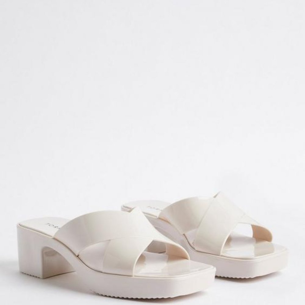 Torrid White Jelly Criss Cross Heel Sandal Women’s size 9W